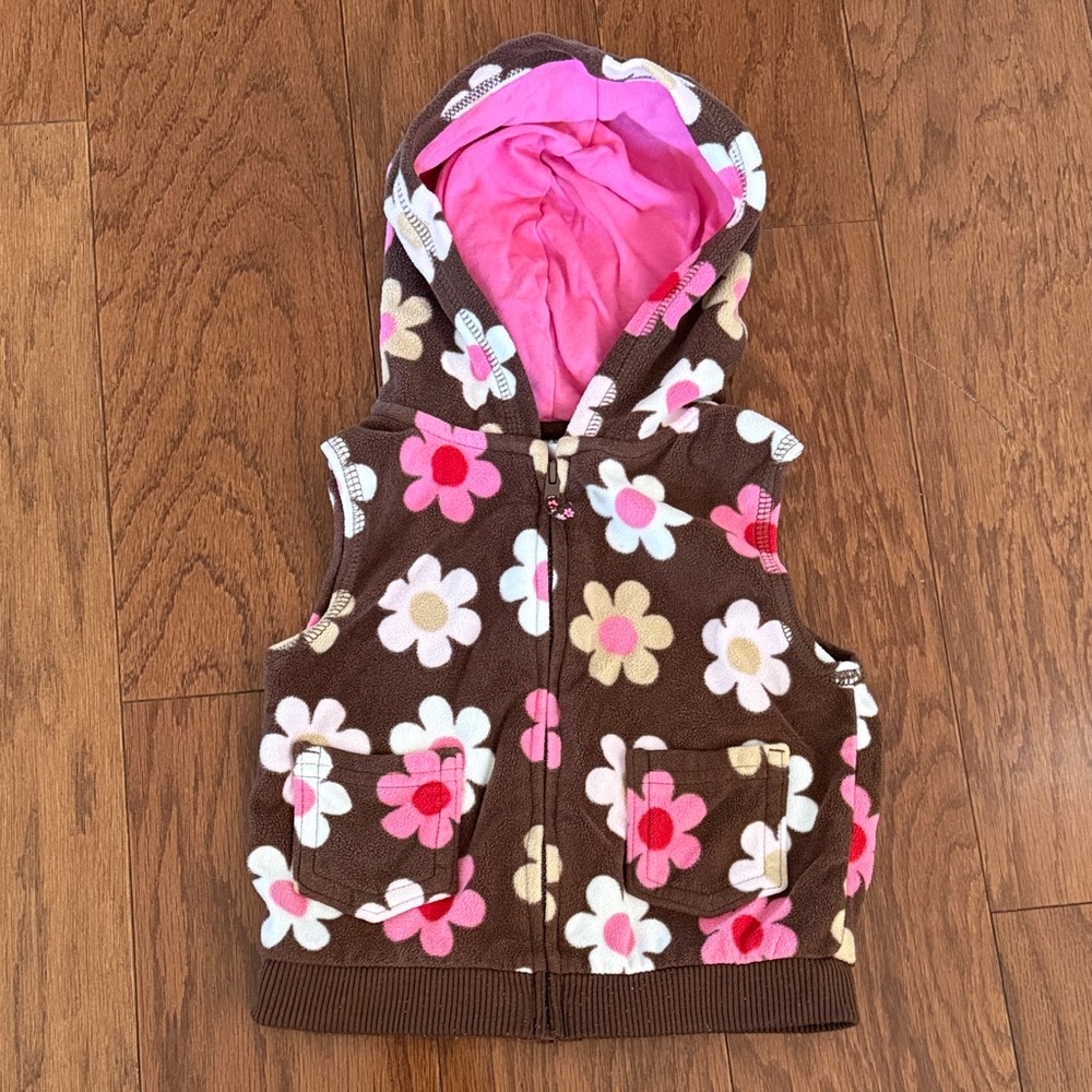 Carter's Brown Floral Hooded Vest